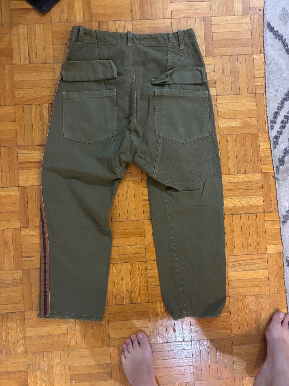 NILI LOTAN pants green with orange stipe down the side * accepting offers - Picture 2 of 4